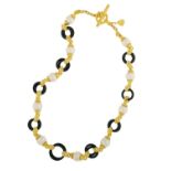 Gold, Pearl and Onyx Necklace