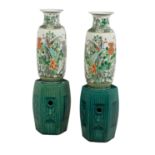 Pair of Chinese Famille Verte Vases on Stands
