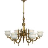 American Renaissance Revival Brass Gasolier