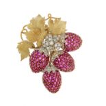 Ruby and Diamond "Strawberry" Brooch