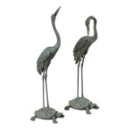 Pair of Bronze Cranes in the Japanese Taste