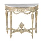 Louis XVI Polychromed and Marble-Top Side Table