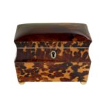 Small and Unusual English Tortoiseshell Tea Caddy