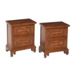 Pair of Walnut Two-Drawer Side Tables