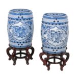 Pair of Chinese Blue and White Garden Seats