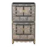 Asian Lacquered Stacking Cabinets on Stand