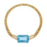 Bulgari Aquamarine and Diamond Necklace