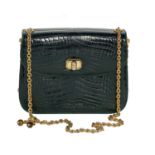 Vintage Gucci Bottle Green Crocodile Shoulder Bag