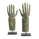 Very Rare Pair of Etruscan Bronze Votive Hands