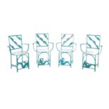 Four Bronze and Lucite-Mounted Pool-Side Chairs