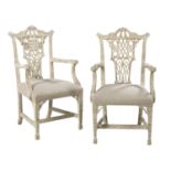 Pair of George III-Style Polychromed Armchairs