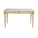 Neoclassical Creme-Peinte Marble-Top Side Table
