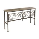 Wrought Iron and Oak Console Table