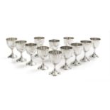 Assembled Set of Twelve Sterling Silver Water Goblets