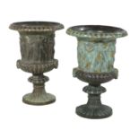 Pair of Bronze Garden Urns