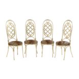 Four Hollywood Regency Gold-Leafed Steel Chairs