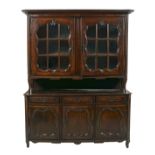 French Provincial Stained Oak Buffet a Deux Corps