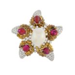 South Sea Pearl & Ruby "Starfish" Brooch/Pendant