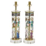Pair of Contemporary Enameled Glass Table Lamps