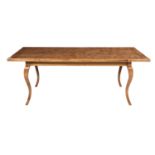 Provincial Burl Elm and Fruitwood Farm Table