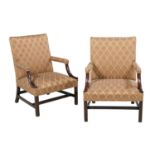 Pair of George III-Style Gainsborough Chairs