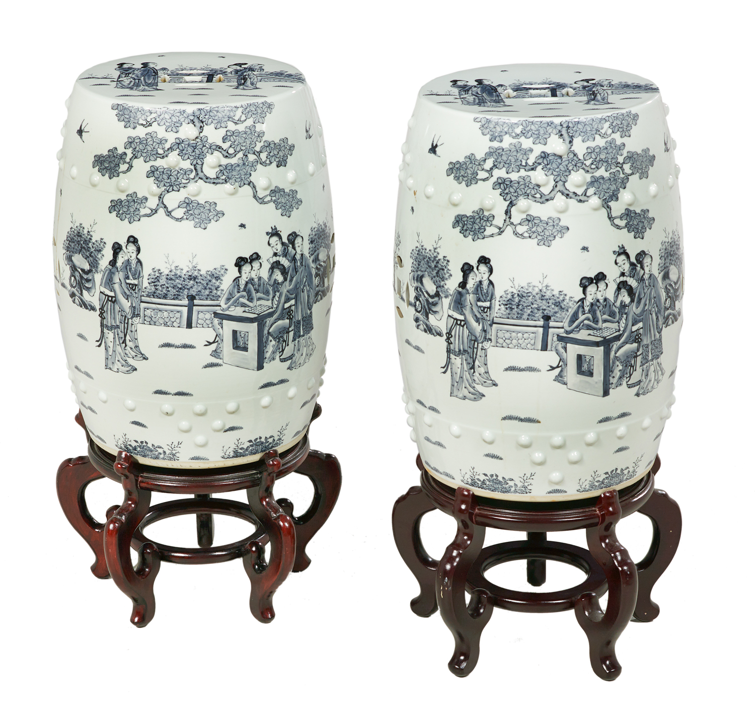 Pair of Chinese Blue and White Garden Seats