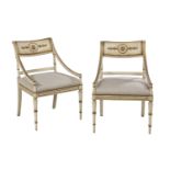 Pair of Regency-Style Creme-Peinte Armchairs