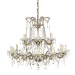 Cut and Molded Glass and Gilt-Metal Chandelier