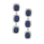 Pair of Sapphire and Diamond Earrings