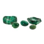 Collection of Five Carved Malachite Objects