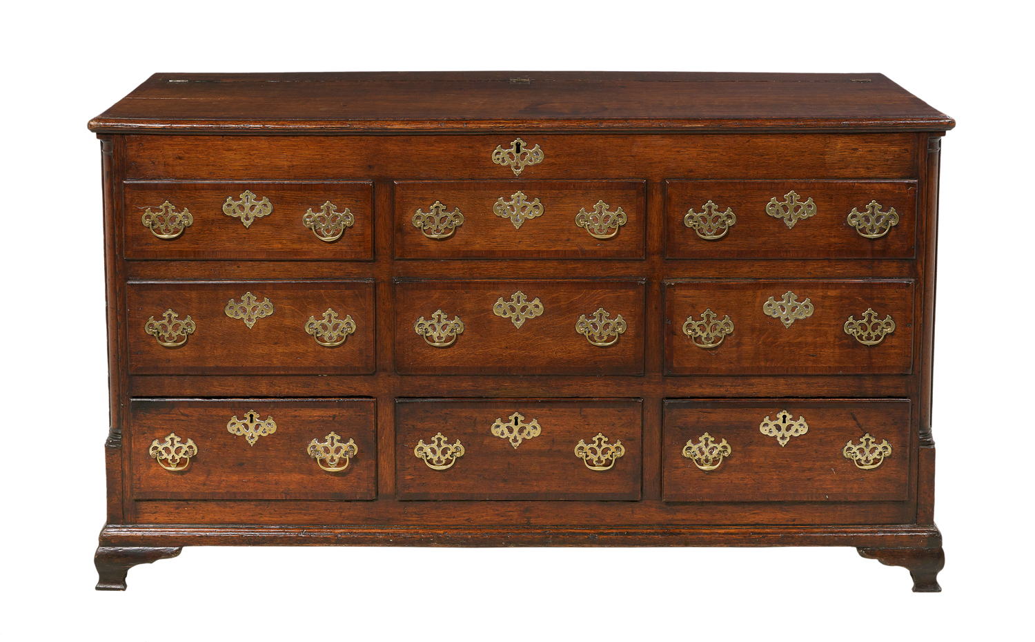 George III Banded Oak Lift-Lid Mule Chest