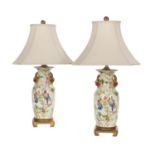 Pair of Italian Hand-Painted Pottery Lamps