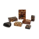 Collection of Seven English Tortoiseshell Boxes