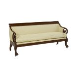 American Classical Mahogany Scroll-Arm Sofa