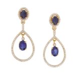 Pair of Sapphire and Diamond Earrings