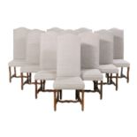 Ten Louis XIII-Style Upholstered Dining Chairs