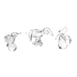 Three Steuben Crystal Bird Figures