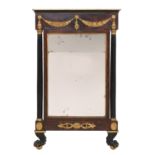 French Mahogany and Parcel-Gilt Mirror