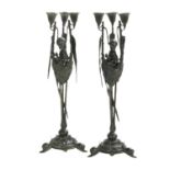 Pair of French Naturalistic Bronze Candelabra