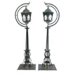 Pair of French Copper and Iron Street Lights