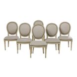 Six Louis XVI-Style Creme-Peinte Side Chairs