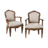 Pair of Louis XVI Walnut Fauteuils