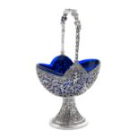 German Silver and Glass Fruit Basket