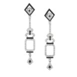 Pair of Custom-Made Diamond and Enamel Earrings