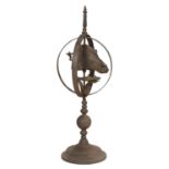 Cast Iron and Bronze Horse-Head Armillary Sphere