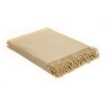 Hermes, Paris, Pale Mocha Fringed Cashmere Throw