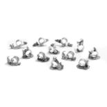 Twelve Silverplate Figural Cat Napkin Rings