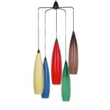 Contemporary Glass and Metal Pendant Chandelier