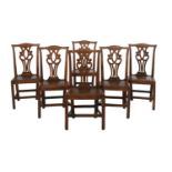 Suite of Six George III Oak Dining Chairs