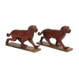 Pair of Asian Carved and Painted Wooden Monkeys